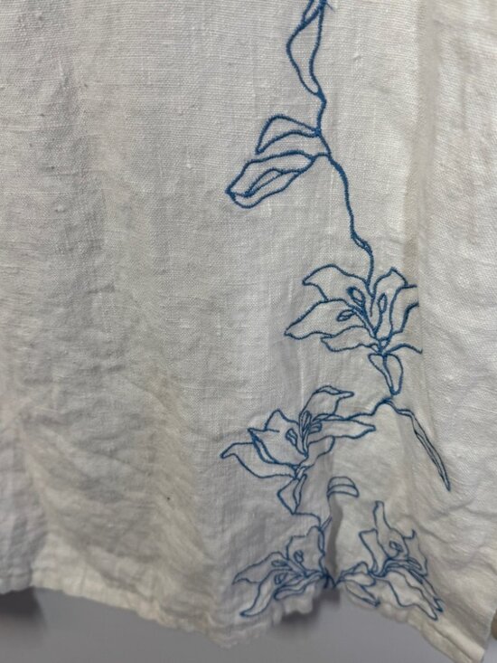 Vintage Harve Benard Linen Dress Cream Embroidered Midi Minimalist Casual - Picture 7 of 16